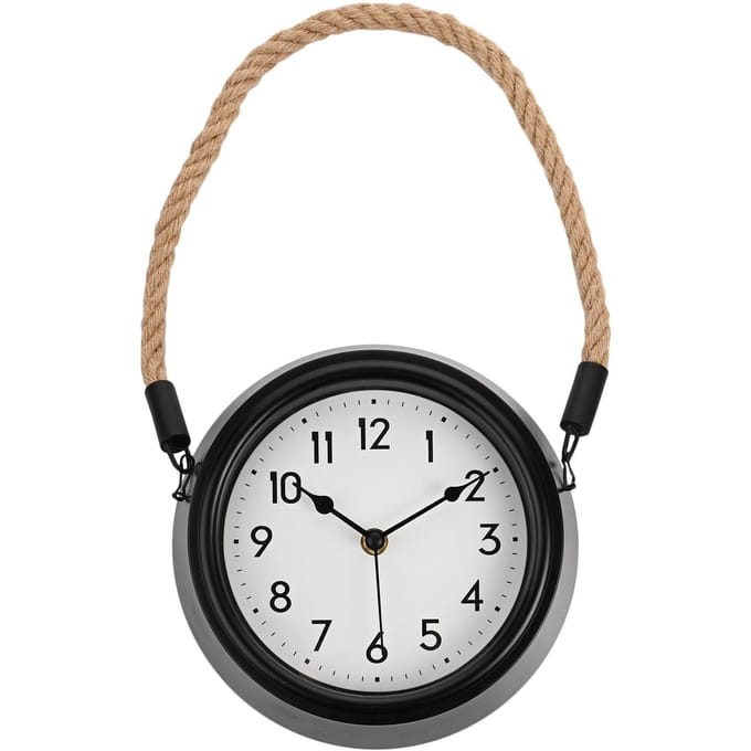 Hometime Wandklok met Touwhanger One Size zwart