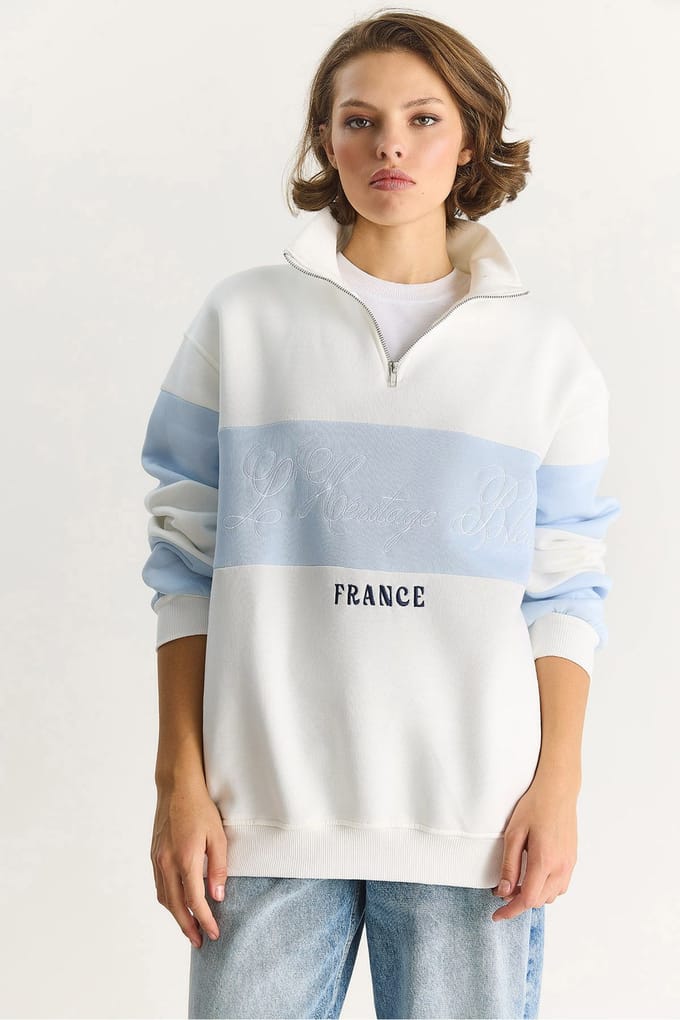 Gedrukt Relaxed Fit Polo Sweatshirt