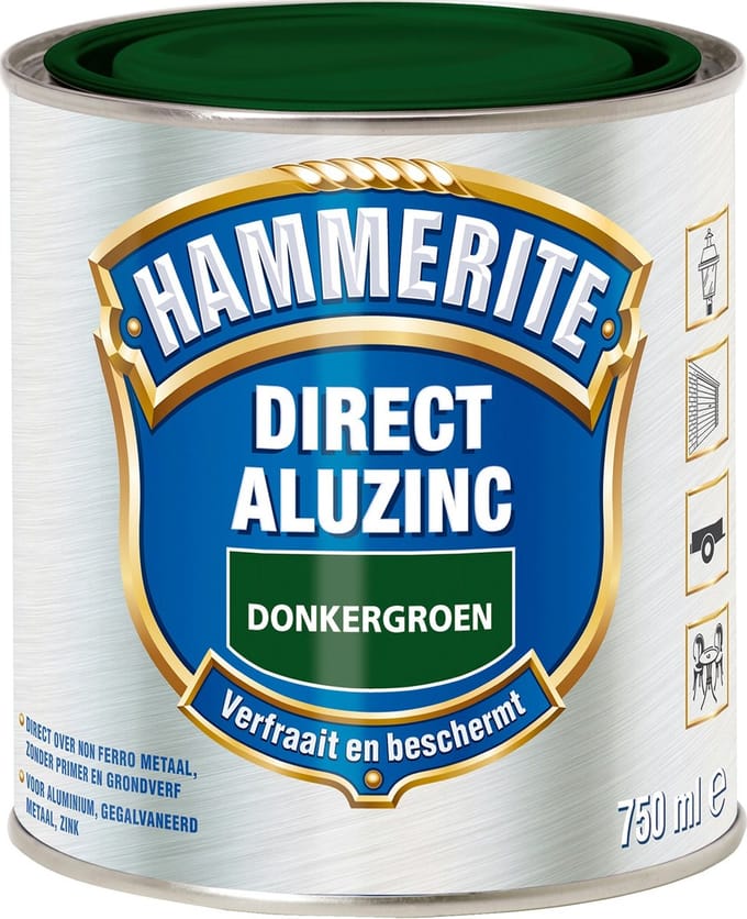 Hammerite - Direct Over Aluzinc Metaallak - Donker Groen - 750 ml