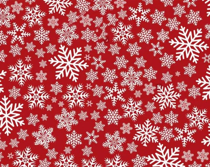 Kerst Placemat vinyl | Sneeuwvolkjes Rood / Wit | 6 stuks