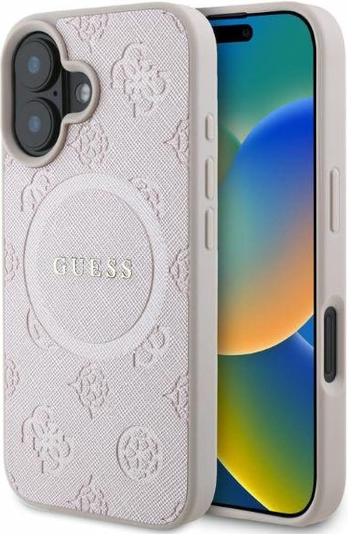 Guess GUHMP16SPSAPSMEP iPhone 16 6.1" roze/roze hardcase Saffiano Peony Classic Logo MagSafe