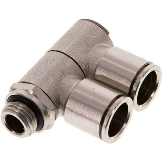 12mm x G1/4'' 2-way Manifold Messing Insteekfitting Buitendraad Draaibaar NBR