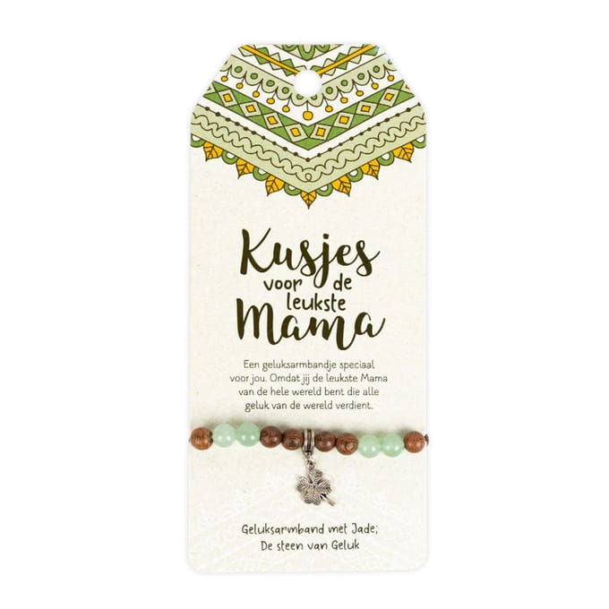Geluksarmband met Jade | Groen | Kusjes voor de leukste mama