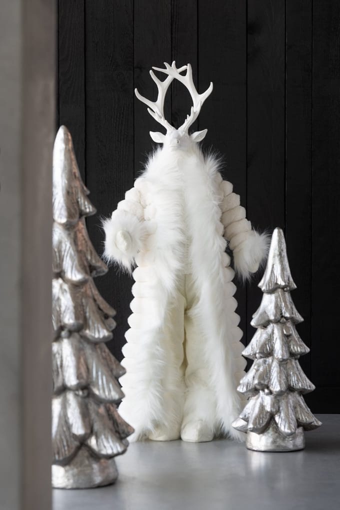 J-Line figuur Hert Mantel - polyresin - wit - small