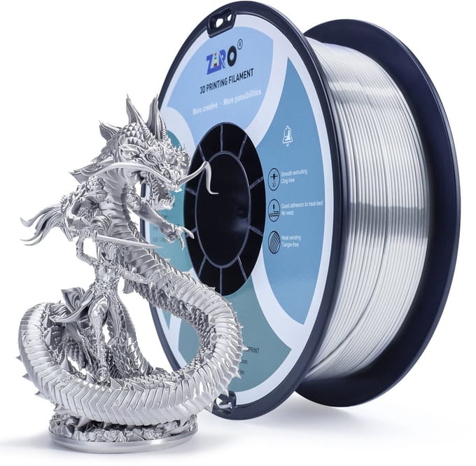 ZIRO Silky PLA 1.75mm – Silver – 1KG – Metallic Glans 3D Printer Filament
