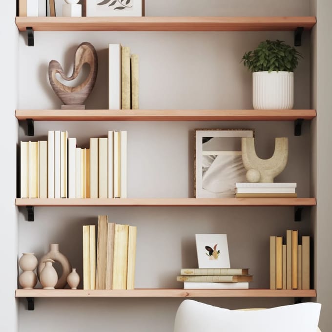 vidaXL - Wandschap - 100x30x2 - cm - onbehandeld - massief - eikenhout