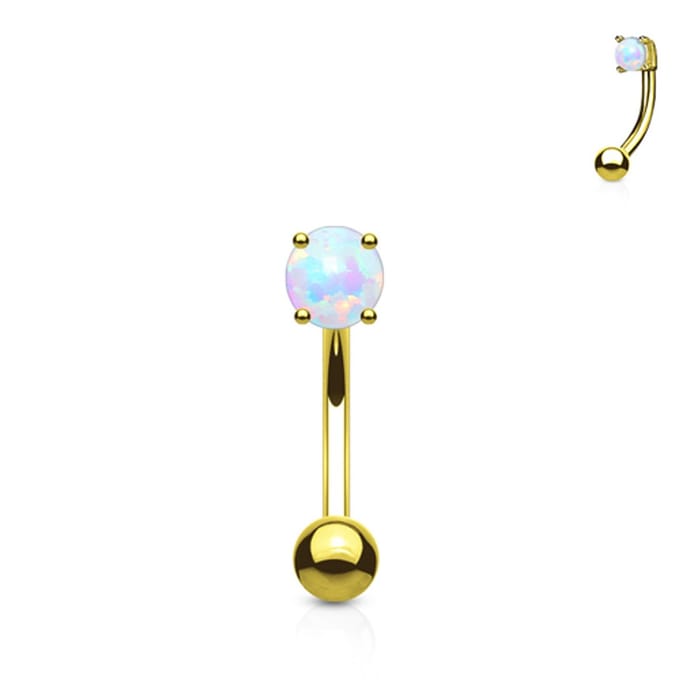 Piercing curved opal 1.2x8x3 - goud - LMPiercings