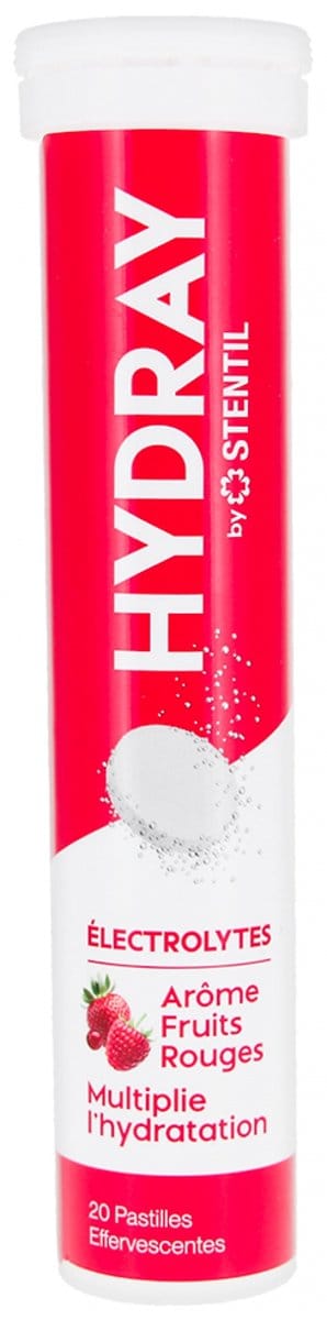 Stentil HYDRAY Elektrolyten Hydratatieoplossing 20 Bruistabletten (Aroma : Rood fruit)
