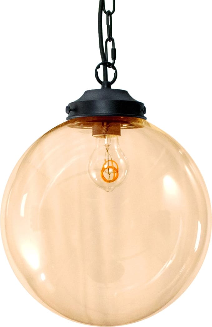 Metz Amber Glazen Design Hanglamp - ⌀30x32cm - Zwart