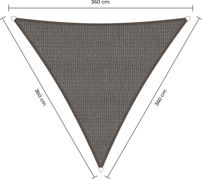 Sunfighters driehoek schaduwdoek - 3,6 x 3,6 x 3,6 m - Grijs - Waterdoorlatend