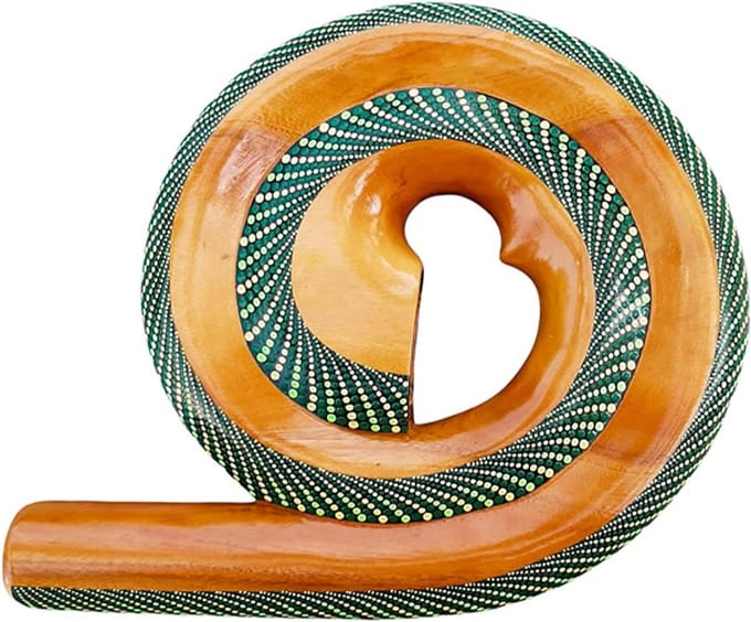 Didgeridoo - Reis Instrument - Muziek Maken - Handgeschilderd Mahonie - 36 cm - Groen
