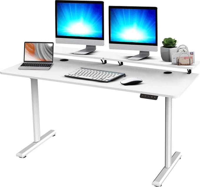 DailySupplies® Zit Sta Bureau Elektrisch - Game Bureau - Verstelbaar - 140x60cm - Wit