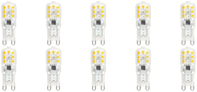 LED Lamp 10 Pack - Velvalux - G9 Fitting - Dimbaar - 3W - Warm Wit 3000K - Transparant | Vervangt 32W