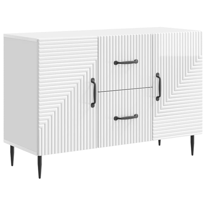 vidaXL - Dressoir - met - lade - Hoogglans - Wit - 89 - x - 34,5 - x - 60 - cm - Bewerkt - hout