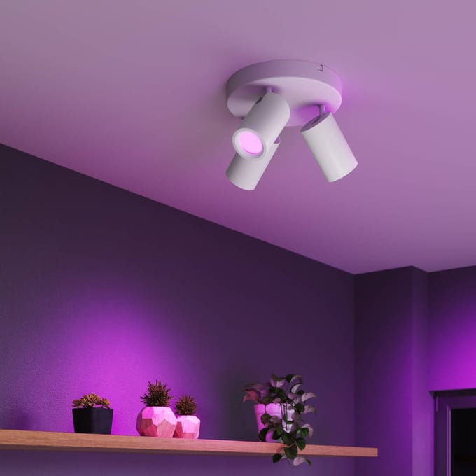 Calex Smart Plafondlamp - 3-Lichts - Slimme Opbouwspot - Rond - Wit