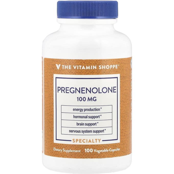 Pregnenolone, 100 mg, 100 plantaardige capsules
