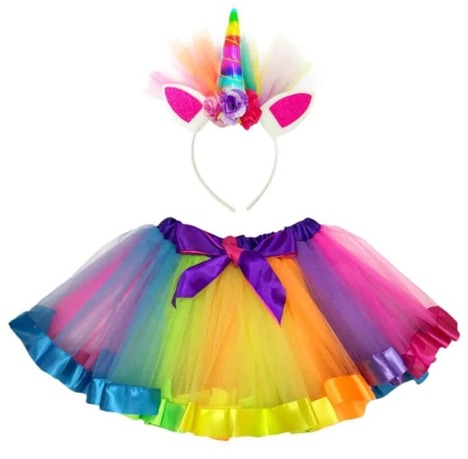 Tutu set - Regenboog eenhoorn kind - lengte 36 cm