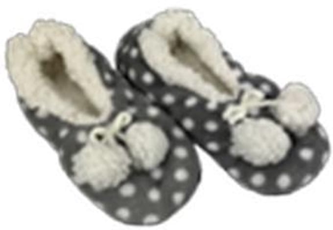Pantoffel laag model balletjes - Grijs / Wit - Maat 33/34 - kinderpantoffel / slof