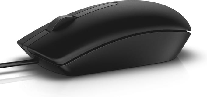 Dell - optische bedraad usb muis - links- en rechtshandig - zwart - MS116 - 1000 dpi
