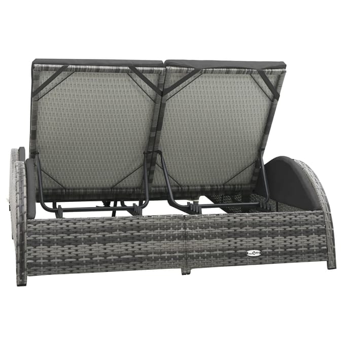vidaXL - Ligbed - tweepersoons - met - kussen - poly - rattan - antraciet