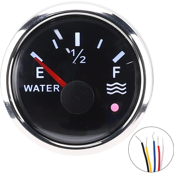 52mm2in Waterniveaumeters 9?32V DC Slim Alarm voor Marine Boot RV 0?190 ohm Europese Sensor black