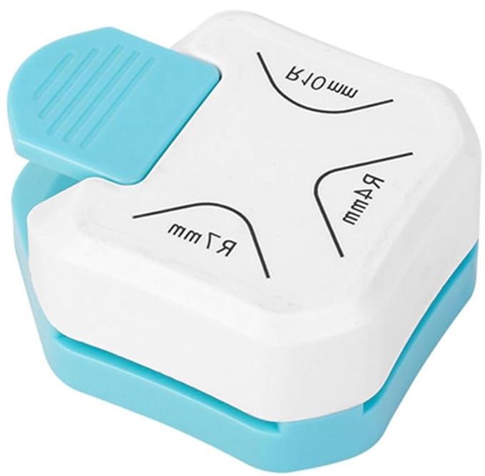 Hoekpons - Papier snijder - Kaarten maken - Drie formaten - 4 7 10 mm - Blauw