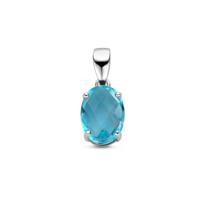 zilver gerhodineerd hanger blauw topaas 1337691