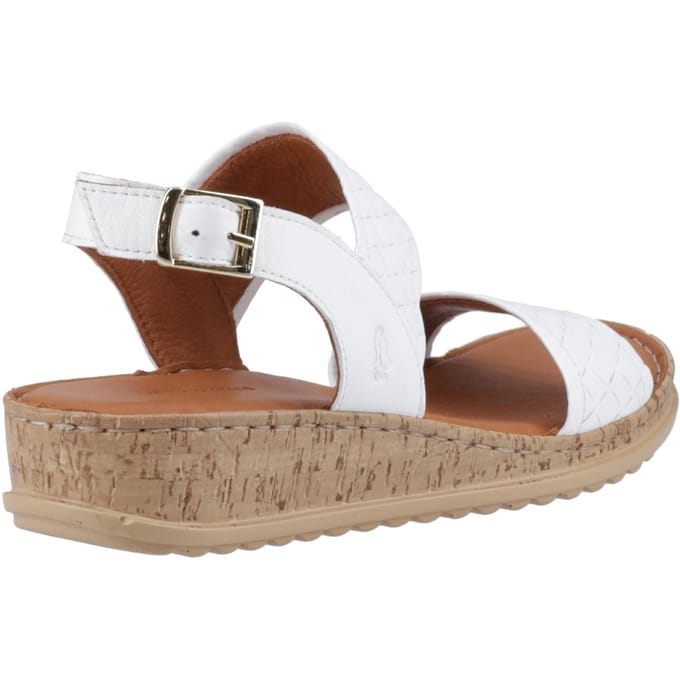 Hush Puppies Ebony Brede Pasvorm Leren Dames Witte Sandalen