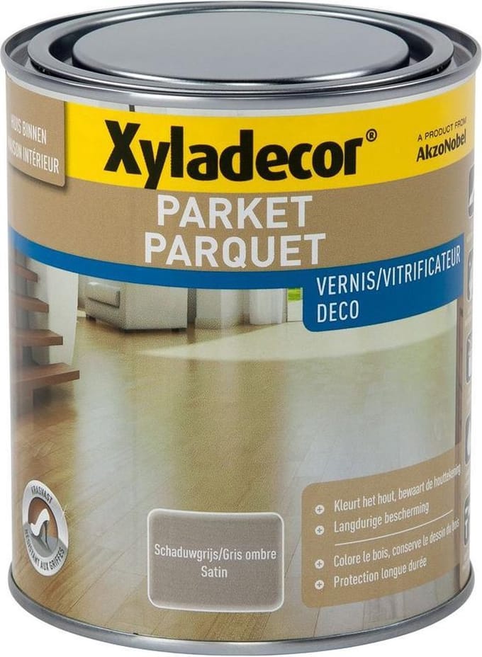 Uitverkoop Xyladecor - Parketvernis Deco - Satin - Grijs - 0.75L