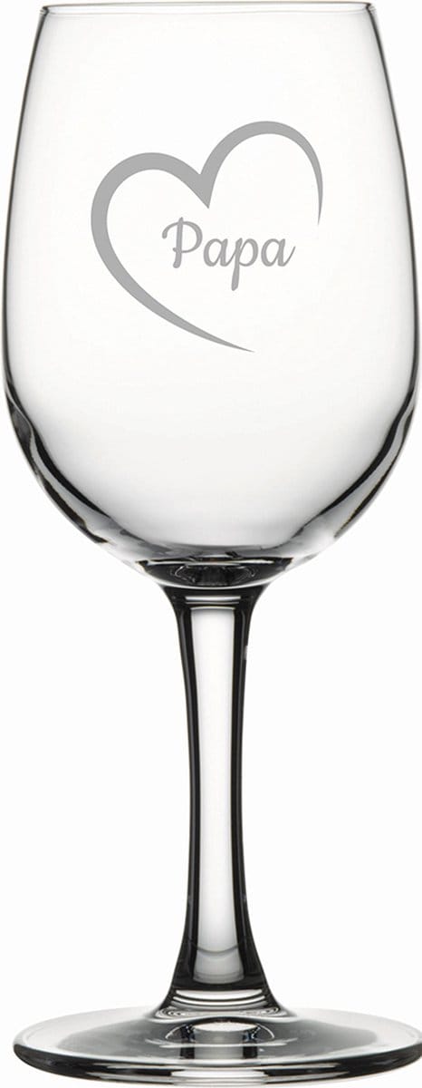 Gegraveerde witte wijnglas 26cl Papa met hartje
