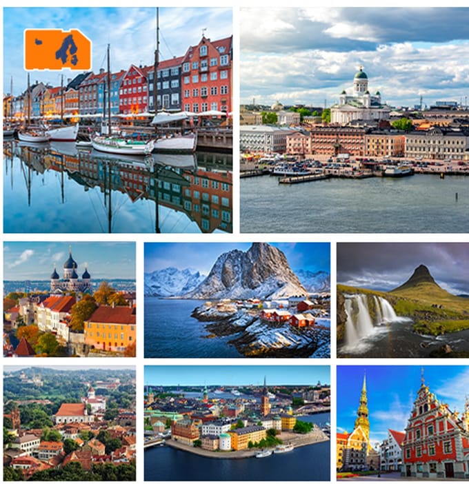 InternationalSIM Data Simkaart Scandinavië & Balticum - 10 GB - 30 dagen