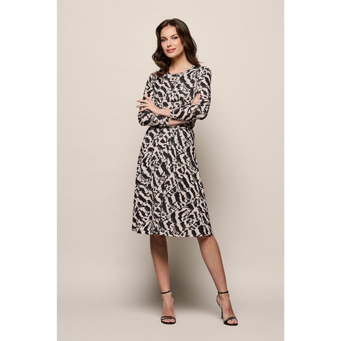 Maddie Print Jurk Creme / Zwart