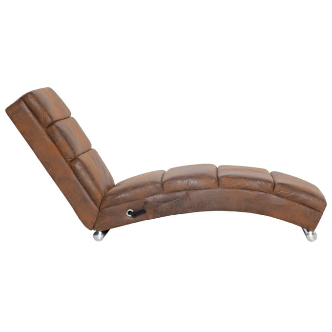 vidaXL - Massage - chaise - longue - kunstsuède - bruin