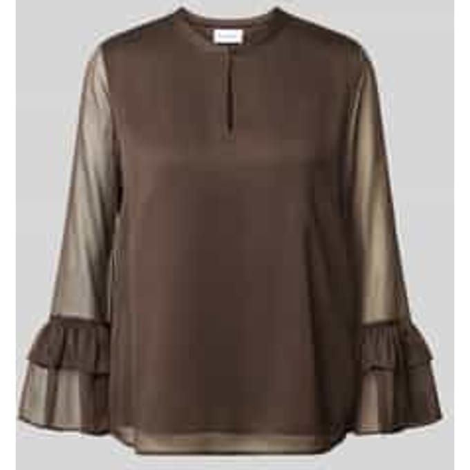 comma - female - Gestructureerde chiffonblouse met volantmouwen