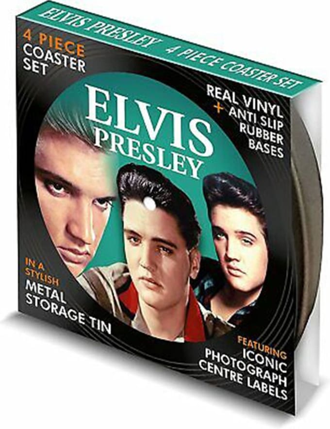 Elvis Presley Onderzetters Gemaakt Van Echt Vinyl - Set Van 4
