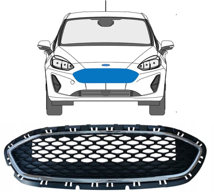 Verchroomde grill voor Ford Fiesta 2017-2023