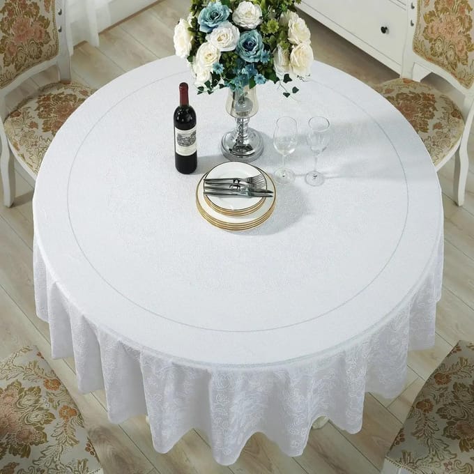 Nappe de bureau en PVC multi-tailles, imperméable, résistante à l'huile, lavable, ronde, épaisse, pour table à manger Diameter 132cm