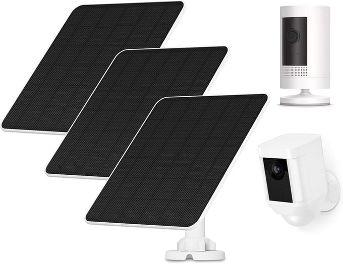 Set van 3 Zonnepanelen voor Draadloze Camera's met Lange Kabel