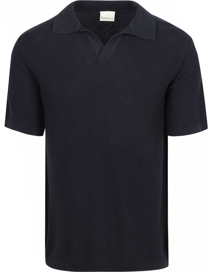 KnowledgeCotton Apparel Polo Knitted Donkerblauw (navy) - Maat L - Heren - Casual T-shirts
