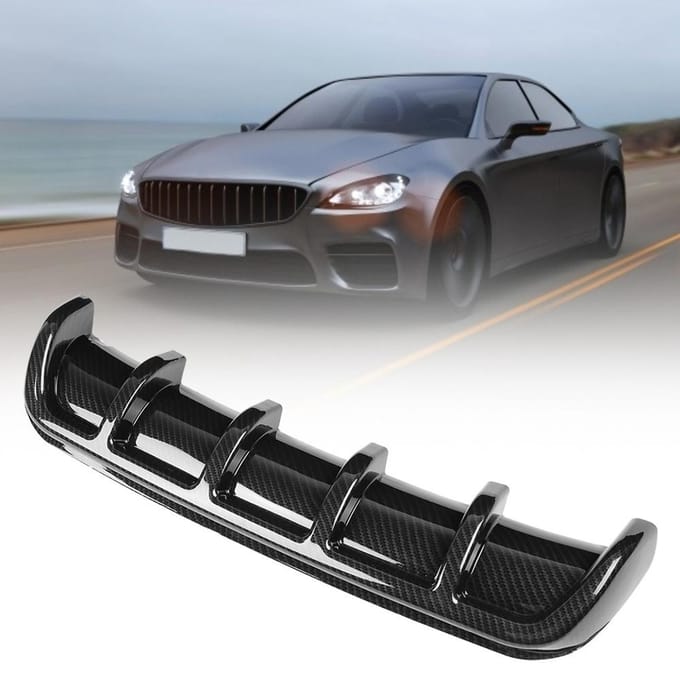 Zwarte Universele Auto Achterbumper Haaienvin Spoiler Diffuser Carbon Fiber
