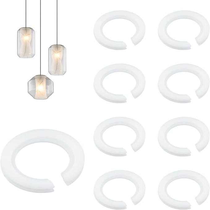 Lumen Reducer Ring Set van 8 Stuks E27 naar E14 Adaptor voor Lampenkappen - Plastic Converter in Wit, Geschikt voor Diverse Verlichting