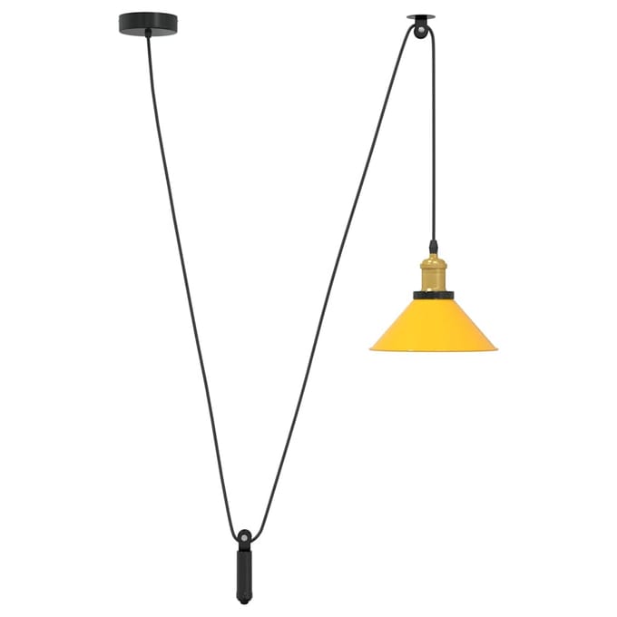 vidaXL Hanglamp in hoogte verstelbaar E27 Ø22 cm metaal glanzend geel