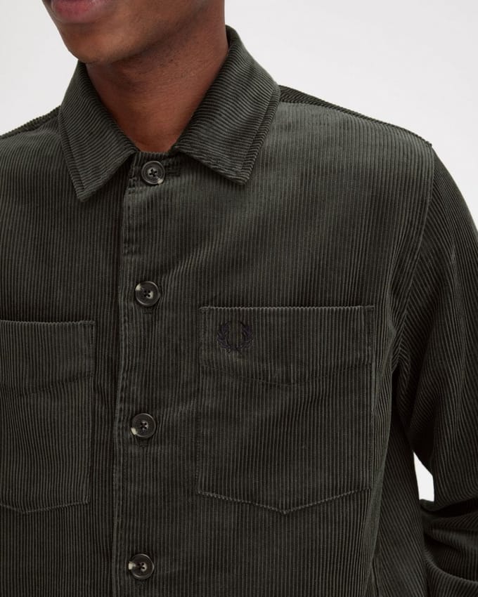 Men's Fred Perry Cord Overshirt in Green