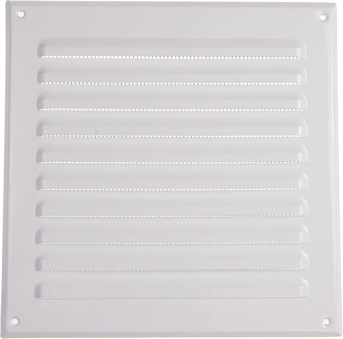 Vierkant Ventilatie Rooster 250x250 mm Wit Inbouw - Met Insectenhor