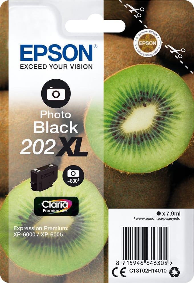 Epson Kiwi Singlepack Photo Black 202XL Claria Premium Ink