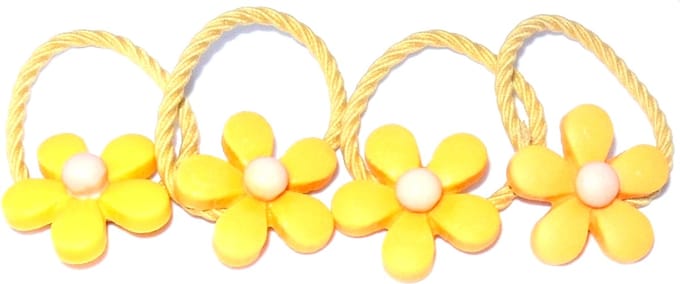 Elastiek met bloem lichtoranje-lichtroze