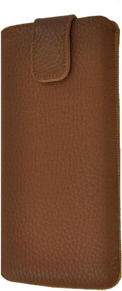 iPhone 12 Hoesje - Insteek Cover Echt Leer Geribbeld Bruin