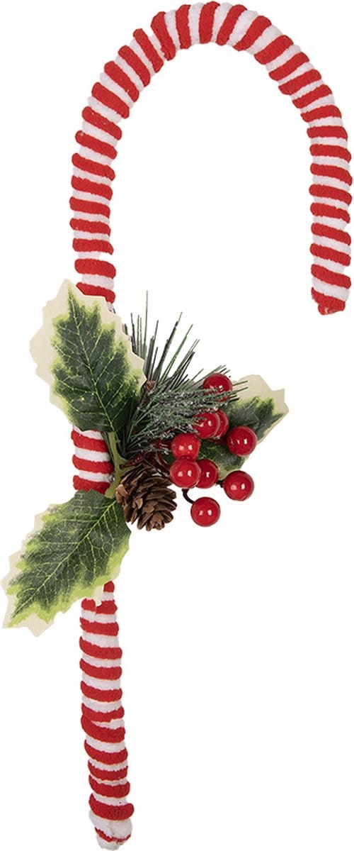 Clayre & Eef Kerstdecoratie Zuurstok 30 cm Rood Kunststof