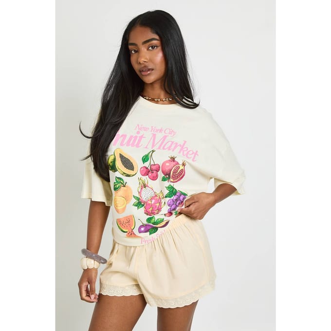 boohoo Dames Poplin Short Met Broderie Afwerking | Lemon | Maat: 6