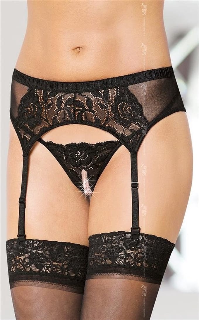 SoftLine set: string met jaretelgordel- zwart M/L